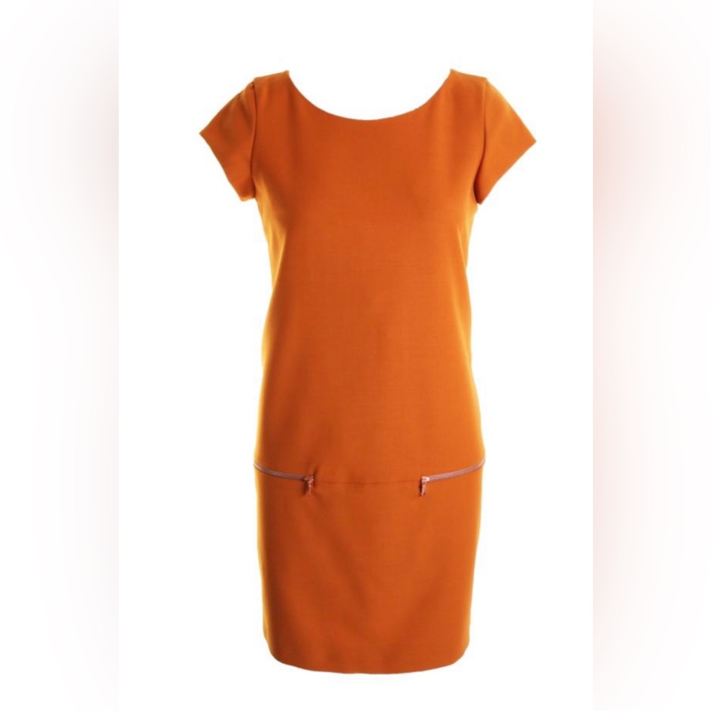 Moschino Pumpkin Orange Wool Shift Dress